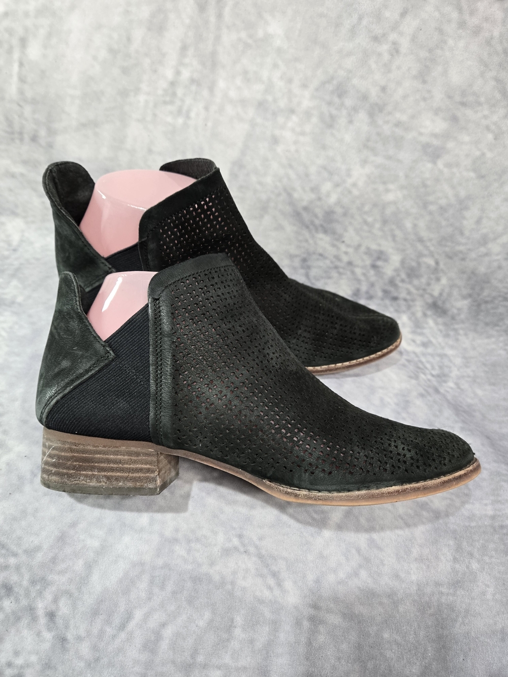 Vince Camuto Dark Green Perforated Suede Ankle Booties